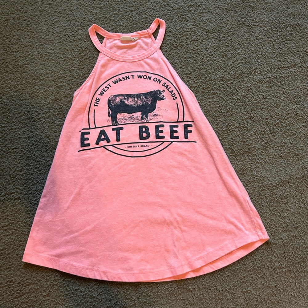Pink Eat Beef Tank Top